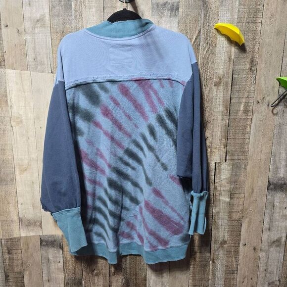 Pilcro Anthropologie Anita Blue Tie Dye French Terry Oversized Cardigan - Picture 3 of 5